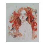 Print la mujer de pelo rojo 31x28cm