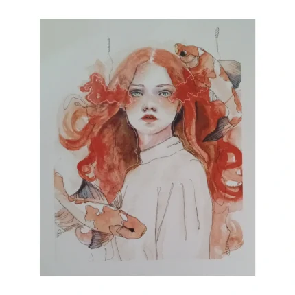 Print la mujer de pelo rojo 31x28cm