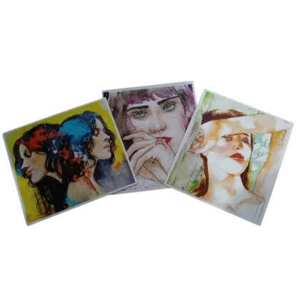 Set de 3 postales de cuadros mujer 2